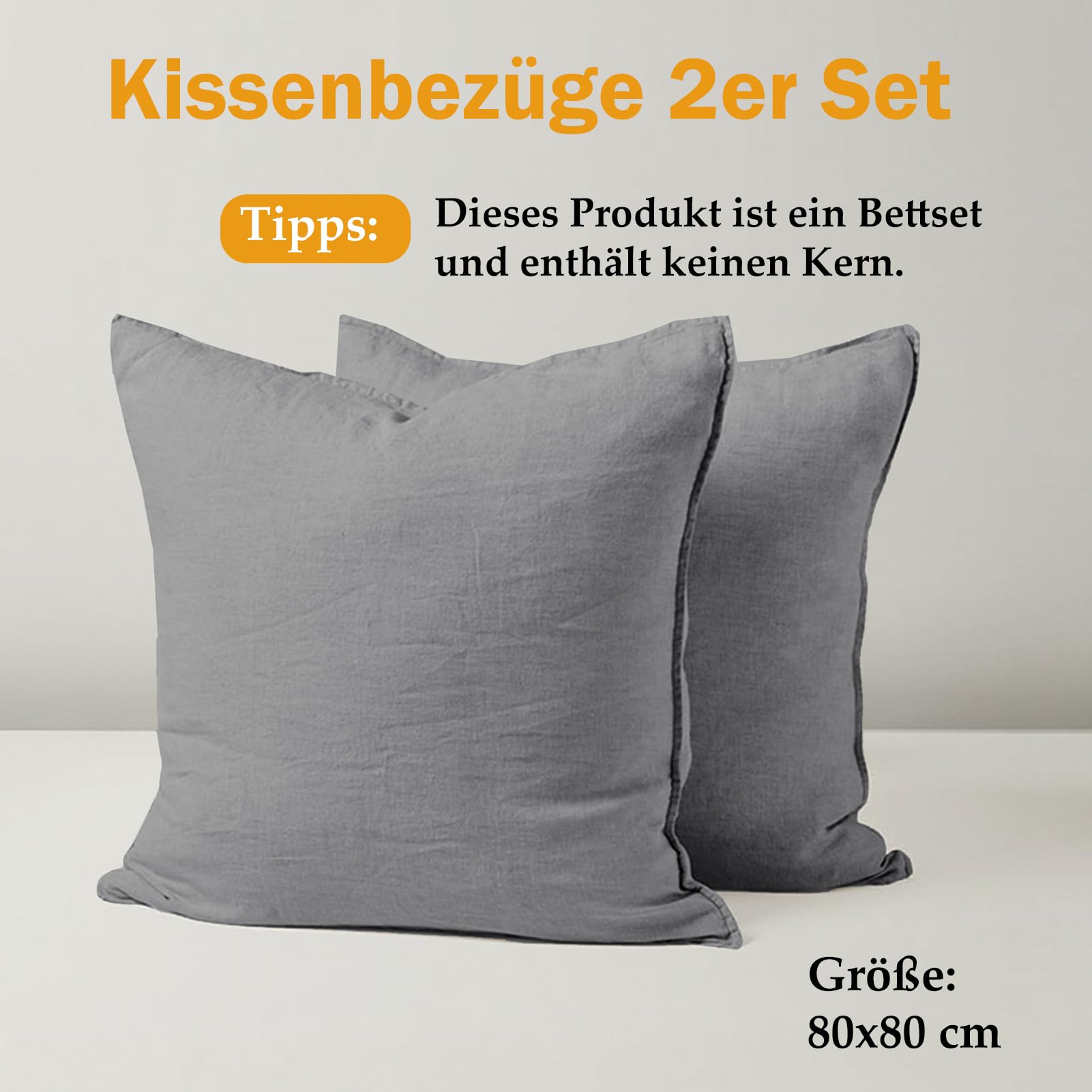 chuffed-taies-d-oreiller-80x80-housse-lin-coton-gris-lot-2 image 2