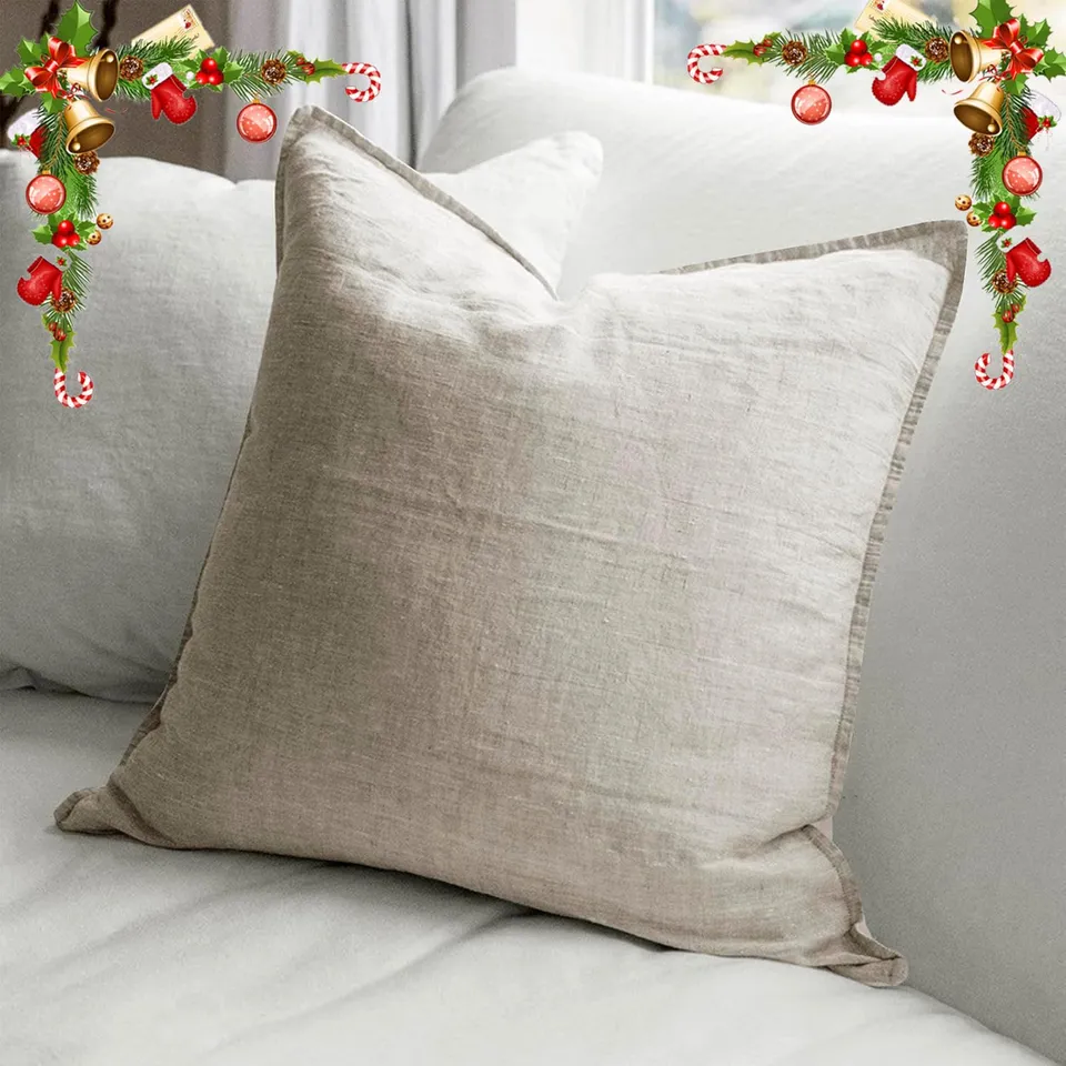chuffed-taies-d-oreiller-80x80-housse-lin-coton-beige-lot-2 image 1