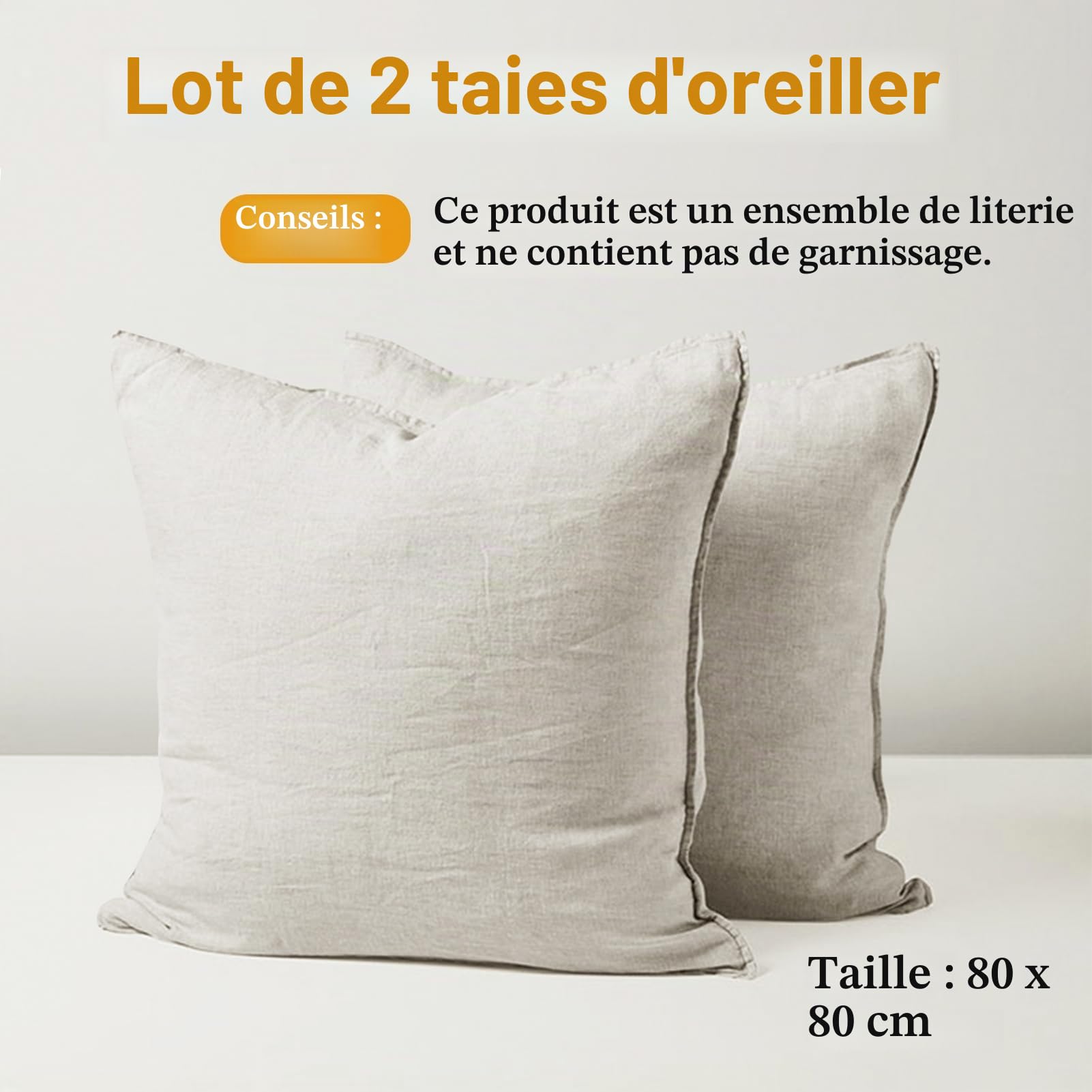 chuffed-taies-d-oreiller-80x80-housse-lin-coton-beige-lot-2 image 2